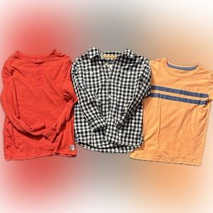 Carter's and Oshkosh, lots of 3 shirts. Navy and white button-down shirt.